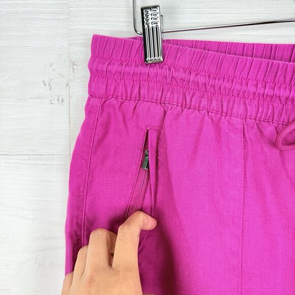 Athleta Retreat Linen Wide Leg Pants Size Large Fuchsia Pink Resortwear Vacation - Picture 5 of 16